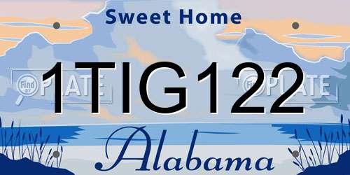 1TIG122 Alabama License Plate