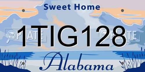 1TIG128 Alabama License Plate