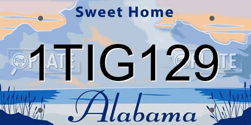 1TIG129 Alabama License Plate