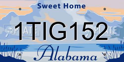 1TIG152 Alabama License Plate