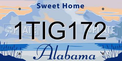 1TIG172 Alabama License Plate
