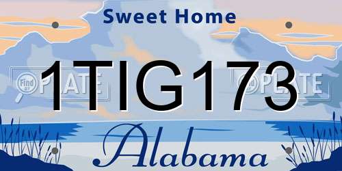 1TIG173 Alabama License Plate