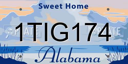 1TIG174 Alabama License Plate