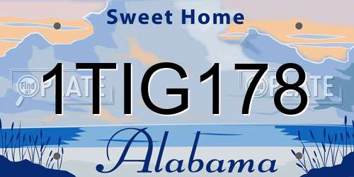 1TIG178 Alabama License Plate