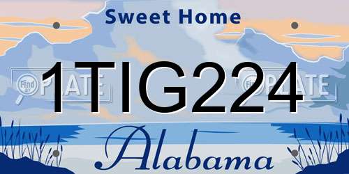 1TIG224 Alabama License Plate