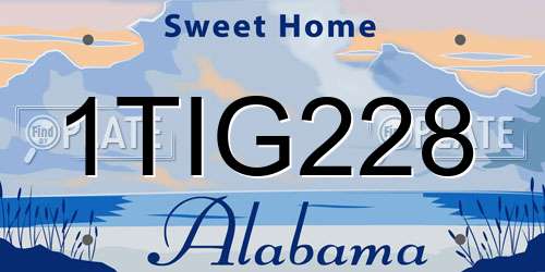 1TIG228 Alabama License Plate