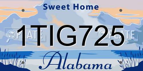 1TIG725 Alabama License Plate