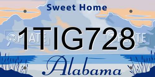 1TIG728 Alabama License Plate