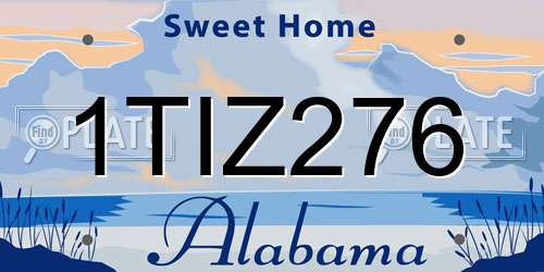 1TIZ276 Alabama License Plate