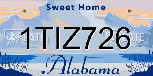 1TIZ726 Alabama License Plate