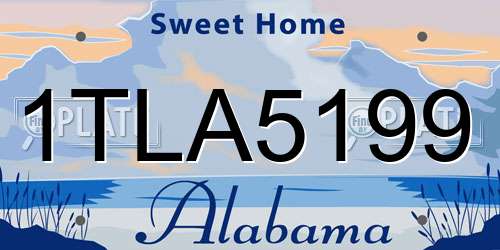 1TLA5199 Alabama License Plate