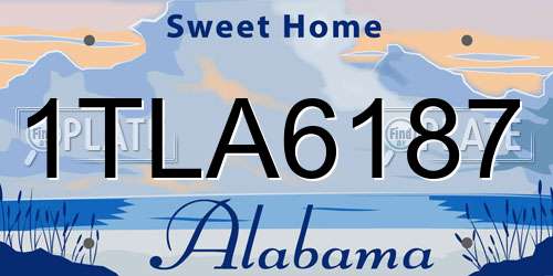 1TLA6187 Alabama License Plate