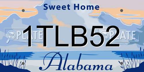 1TLB52 Alabama License Plate