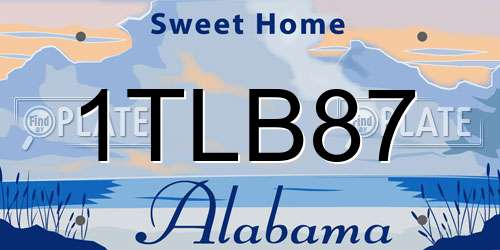 1TLB87 Alabama License Plate