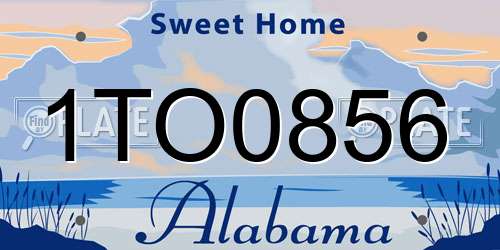 1TO0856 Alabama License Plate