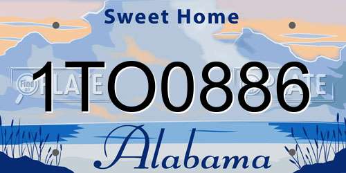 1TO0886 Alabama License Plate