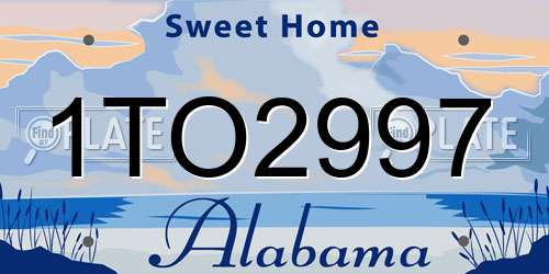 1TO2997 Alabama License Plate