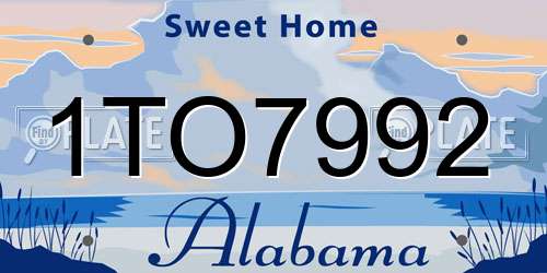 1TO7992 Alabama License Plate
