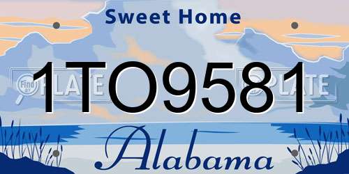 1TO9581 Alabama License Plate
