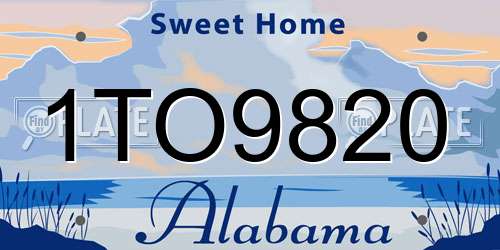 1TO9820 Alabama License Plate