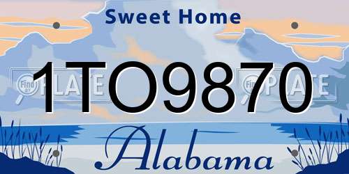 1TO9870 Alabama License Plate