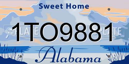 1TO9881 Alabama License Plate