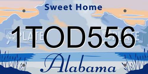 1TOD556 Alabama License Plate