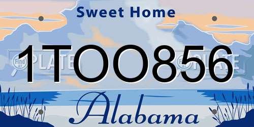 1TOO856 Alabama License Plate