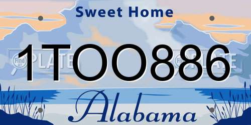 1TOO886 Alabama License Plate