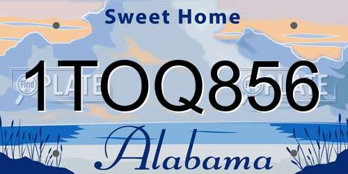 1TOQ856 Alabama License Plate