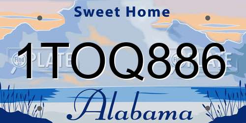 1TOQ886 Alabama License Plate