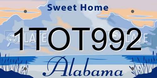 1TOT992 Alabama License Plate