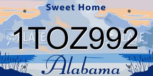 1TOZ992 Alabama License Plate
