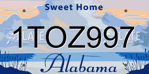 1TOZ997 Alabama License Plate