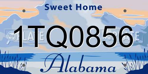 1TQ0856 Alabama License Plate