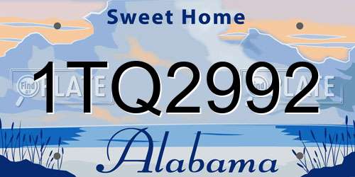 1TQ2992 Alabama License Plate