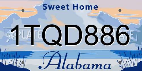 1TQD886 Alabama License Plate