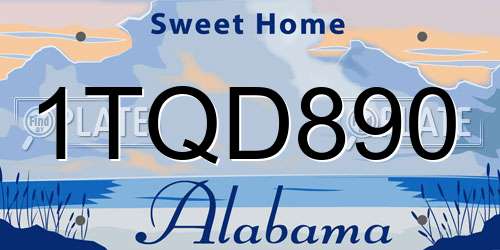 1TQD890 Alabama License Plate
