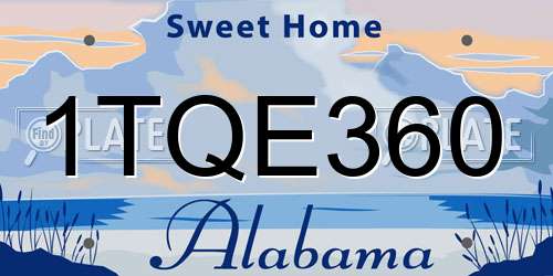 1TQE360 Alabama License Plate