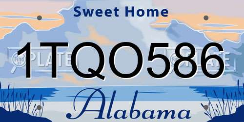 1TQO586 Alabama License Plate