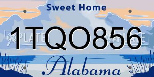 1TQO856 Alabama License Plate
