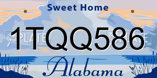 1TQQ586 Alabama License Plate