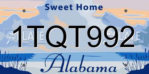 1TQT992 Alabama License Plate