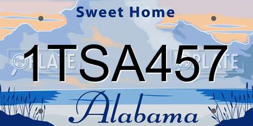 1TSA457 Alabama License Plate