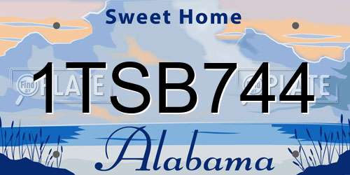 1TSB744 Alabama License Plate