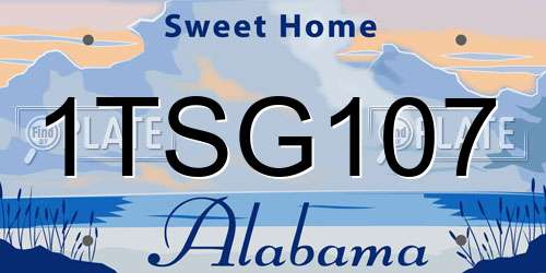 1TSG107 Alabama License Plate