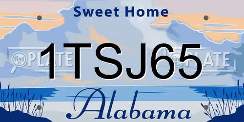 1TSJ65 Alabama License Plate