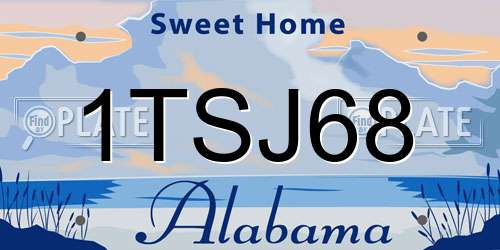 1TSJ68 Alabama License Plate