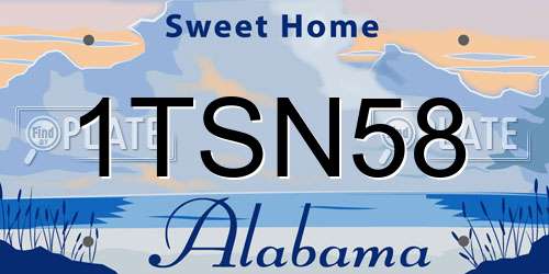 1TSN58 Alabama License Plate