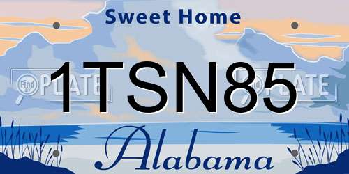 1TSN85 Alabama License Plate